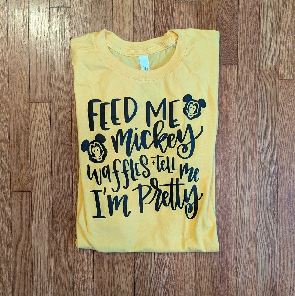 Yellow Disney Mickey Waffle Adult T-Shirt